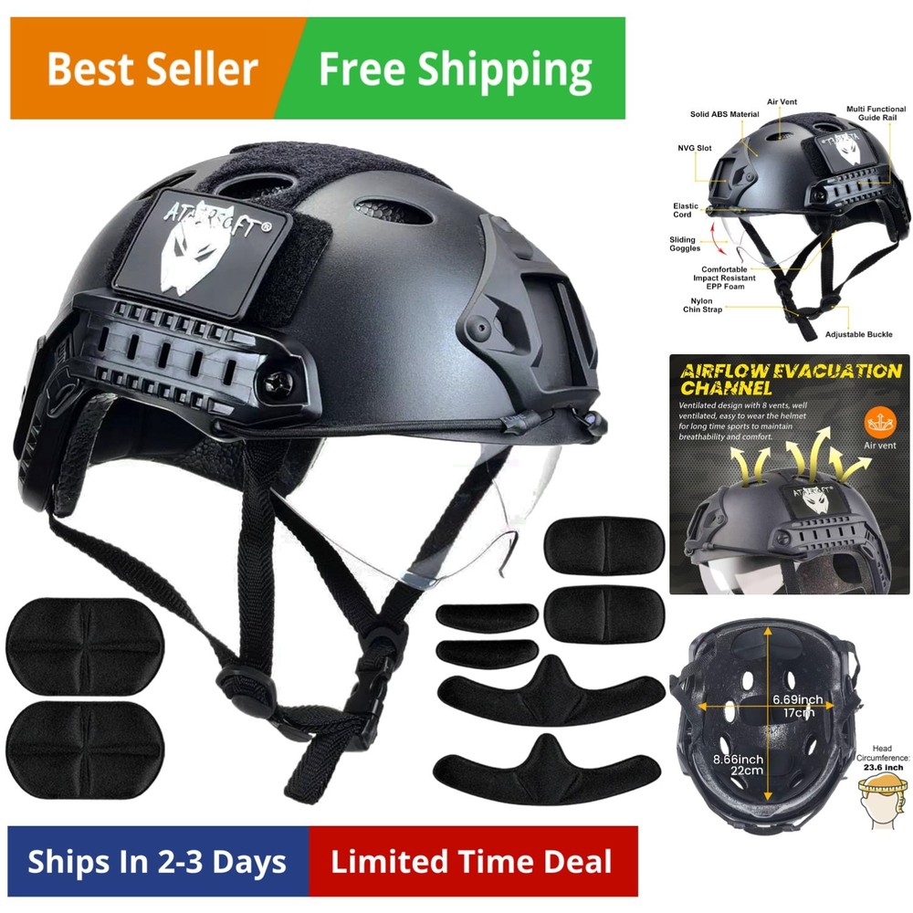 PJ Type Tactical Multifunctional Fast Helmet with Visor Goggles Version