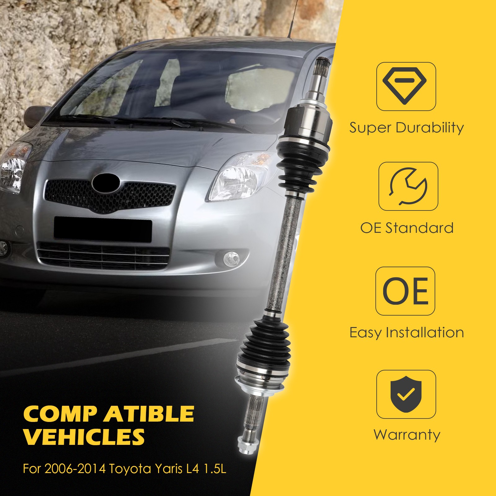 2pcs For Toyota Yaris L4 1.5L 2006-2014 Front Left & Right CV Axle Shafts