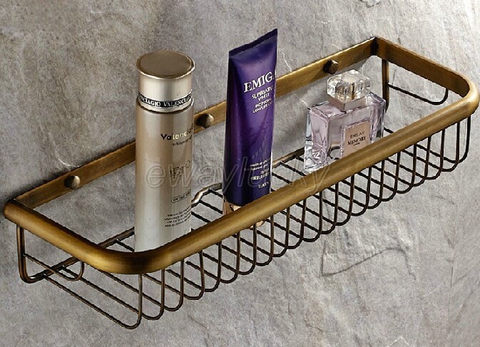 45cm Antique Brass Bathroom Accessory Shower Shelf Storage Basket Holder wba031