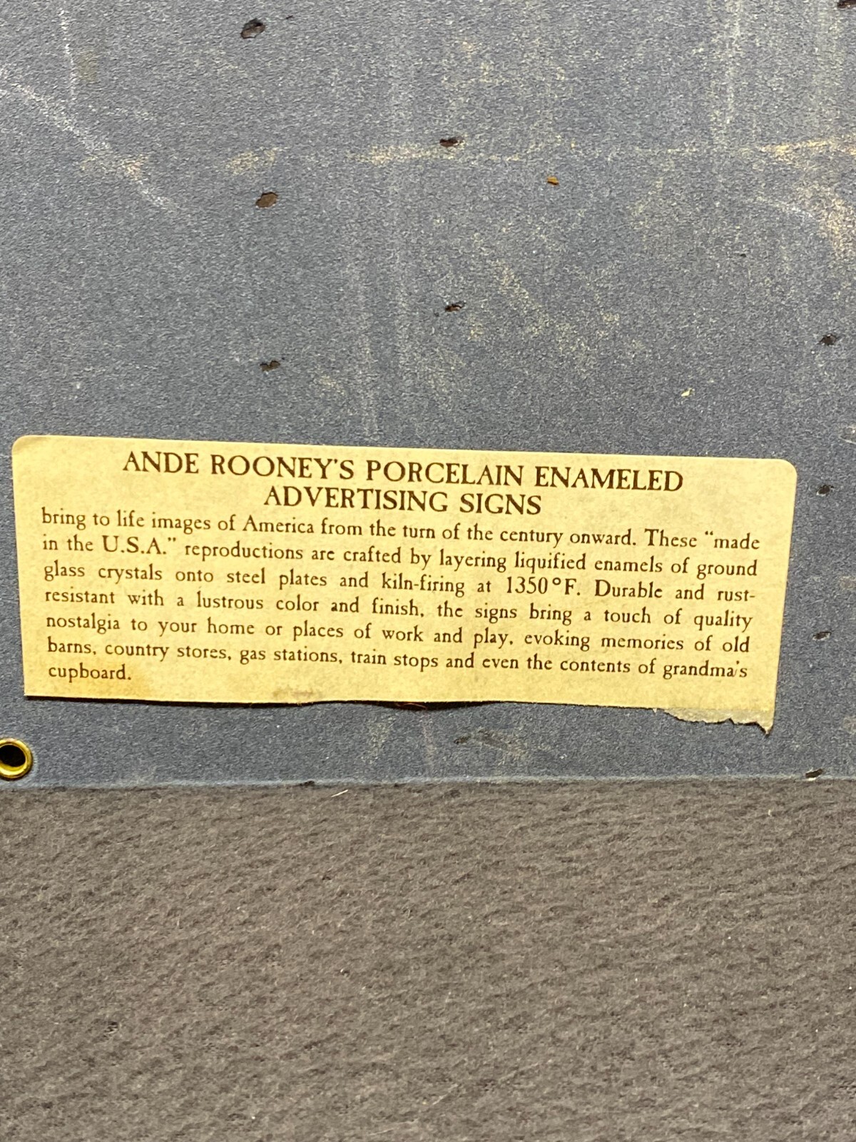 Vintage Texaco Fire Chief Gasoline Metal Sign Ande Rooney 1986 USA 10.5”x16"