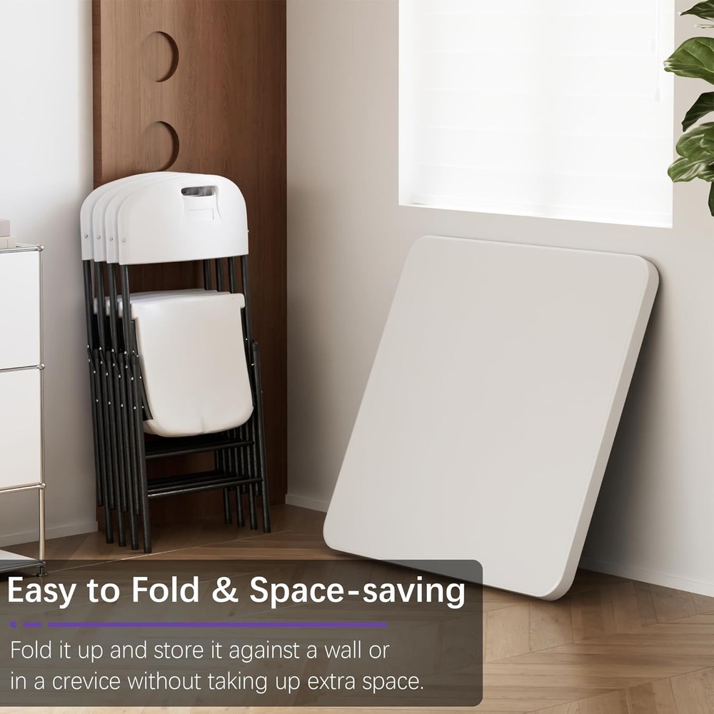 Folding Card Table Square & Chairs Set Collapsible Legs & Portable