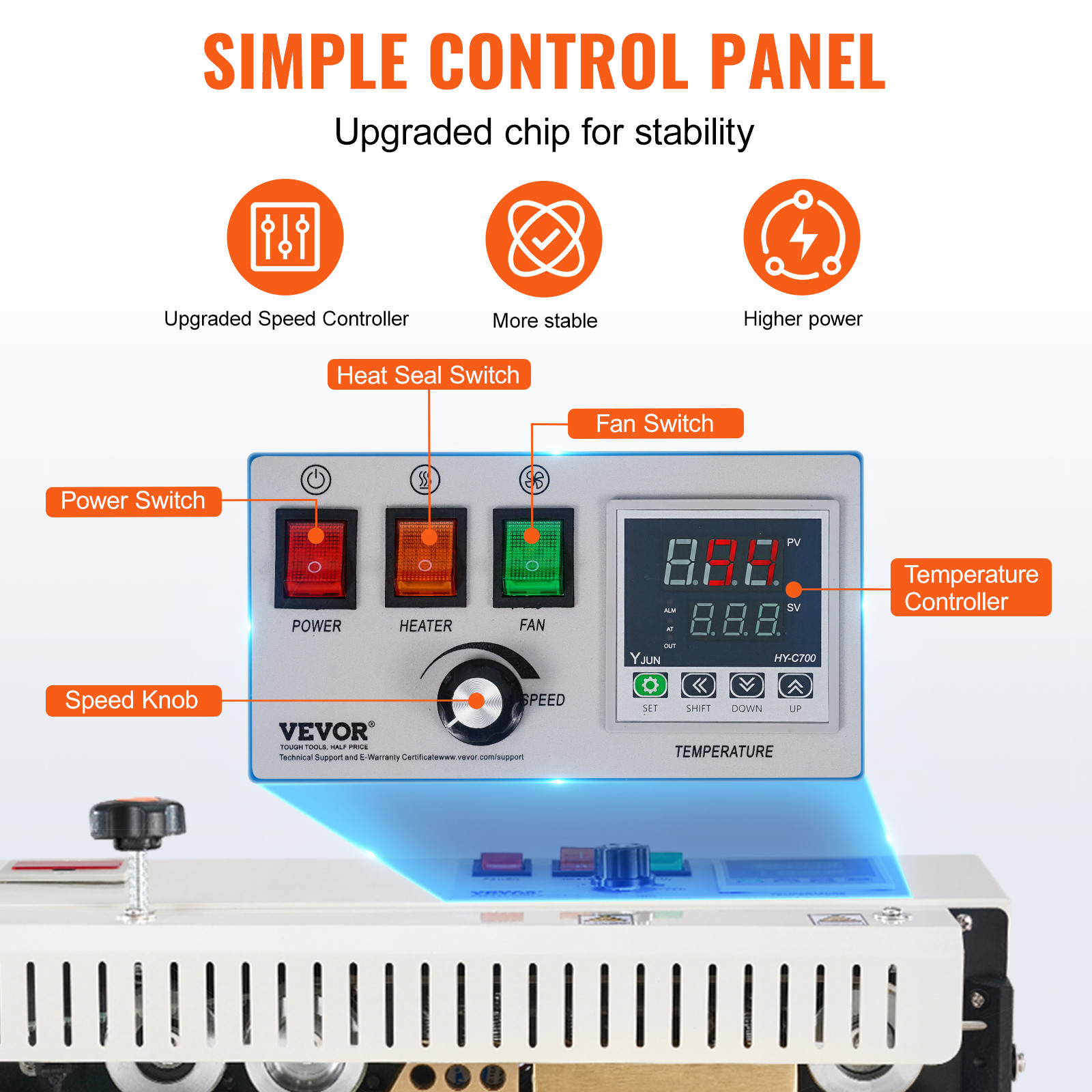 VEVOR Continuous Bag Band Sealing Machine Horizontal Band Sealer Count Function