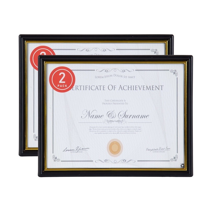 2-Pack Document Frame Set Easy Hang Award Certificate Display Lightweight Office