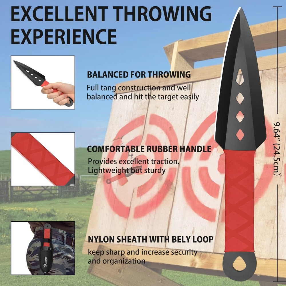 NedFoss Throwing Knife and Throwing Axe Set with Double Bit Design, Throwing ...