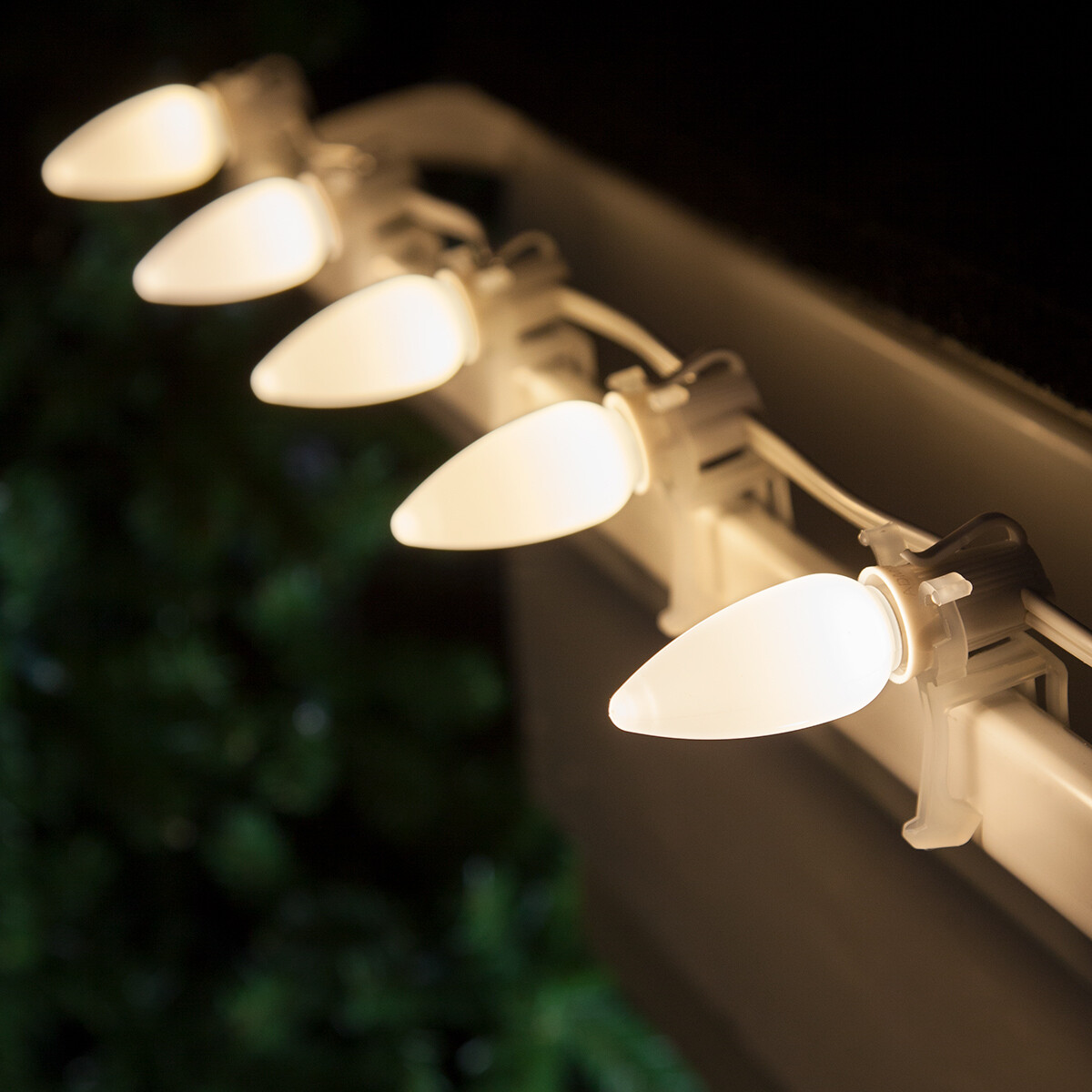 50 C9 OptiCore Shatterproof LED Christmas Lights Smooth Finish, White Wire 50ft