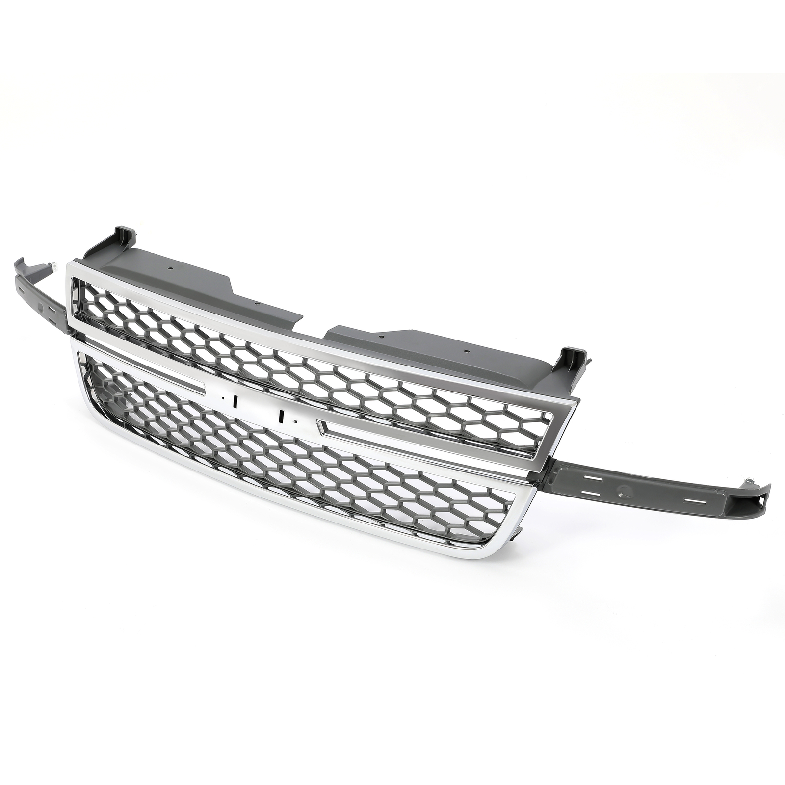 Honeycomb Grille for 03-07 Silverado 1500 2500 3500 Pickup Chrome & Gray