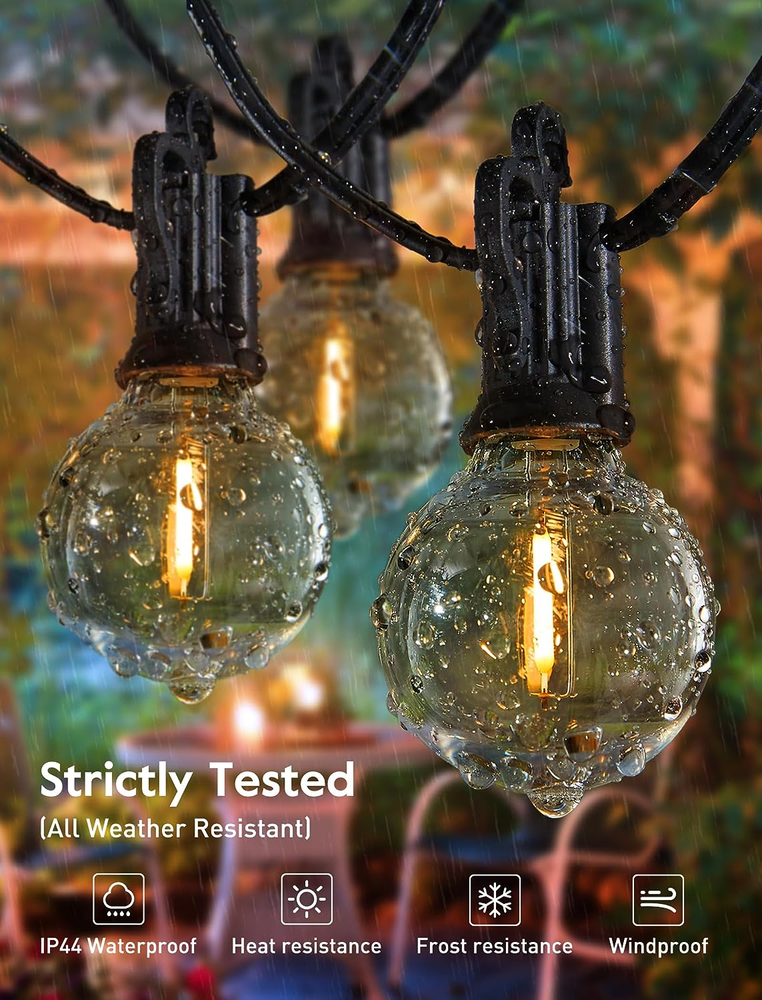 25FT Globe String Light with 27 Edison Bulbs (2Spare), Waterproof, Connectable
