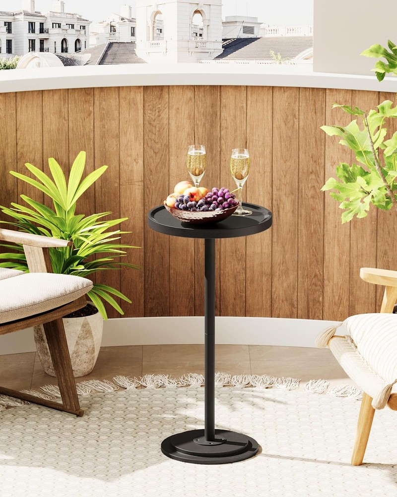 Small Round Side Table and End Table with Charging Station Bundle, Drink Tabl...