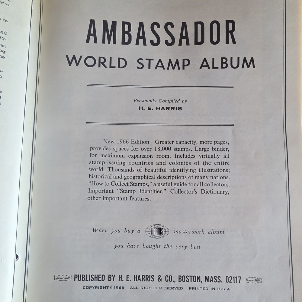 H.E. Harris Ambassador World Stamp Album 1966 Edition for Worldwide Stamps