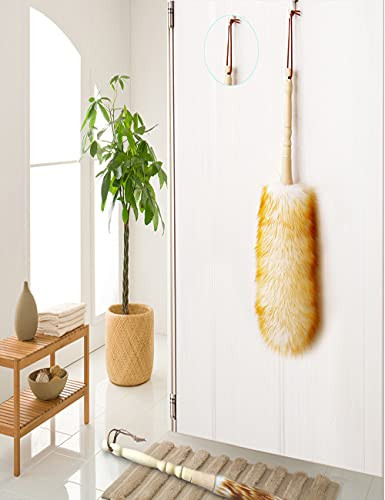 J&A Lambswool Dusters with Solid Wooden Handle, Flexible Head, Anti-Static,