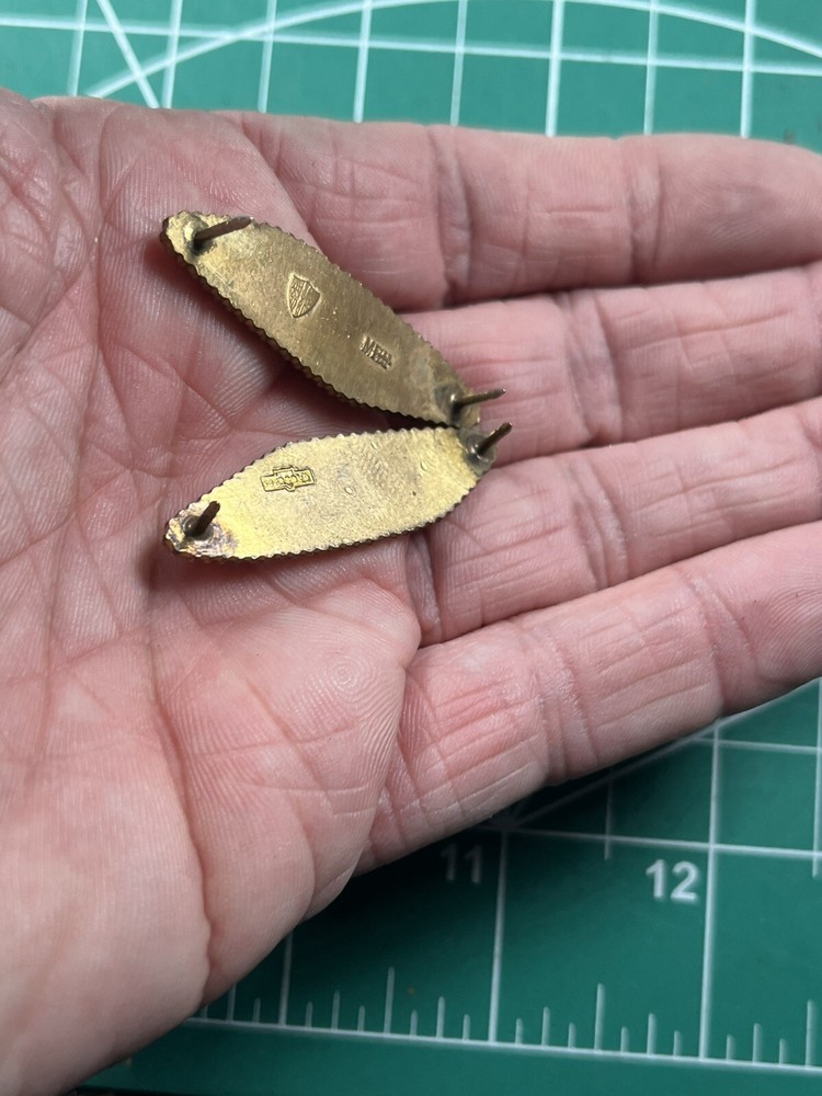 WWII Armored Officer Collar Insignia x 2 Meyer and Myrgold Marked