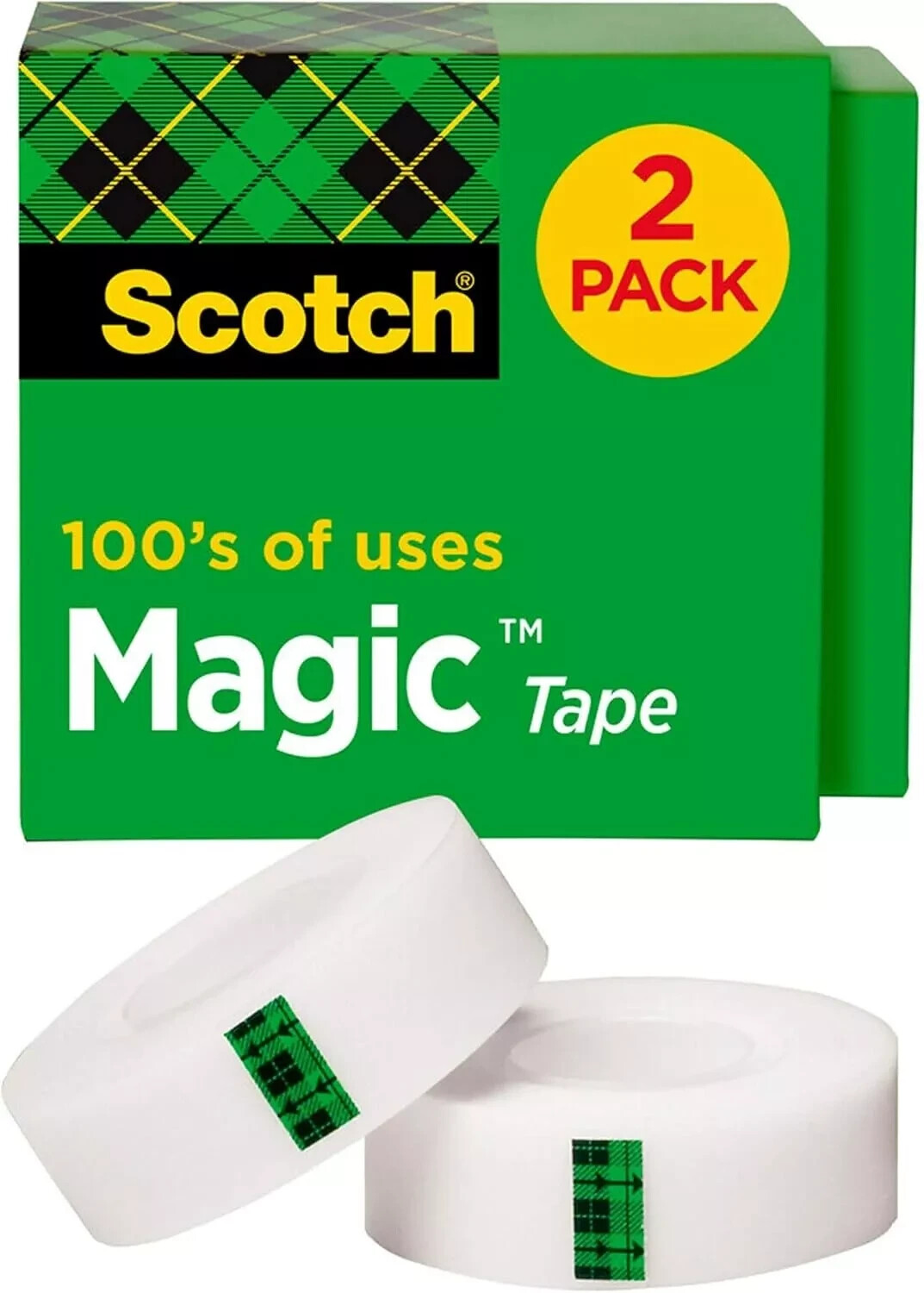 Scotch Magic Tape Refill 3/4" x 1000" Clear, 2 Pack