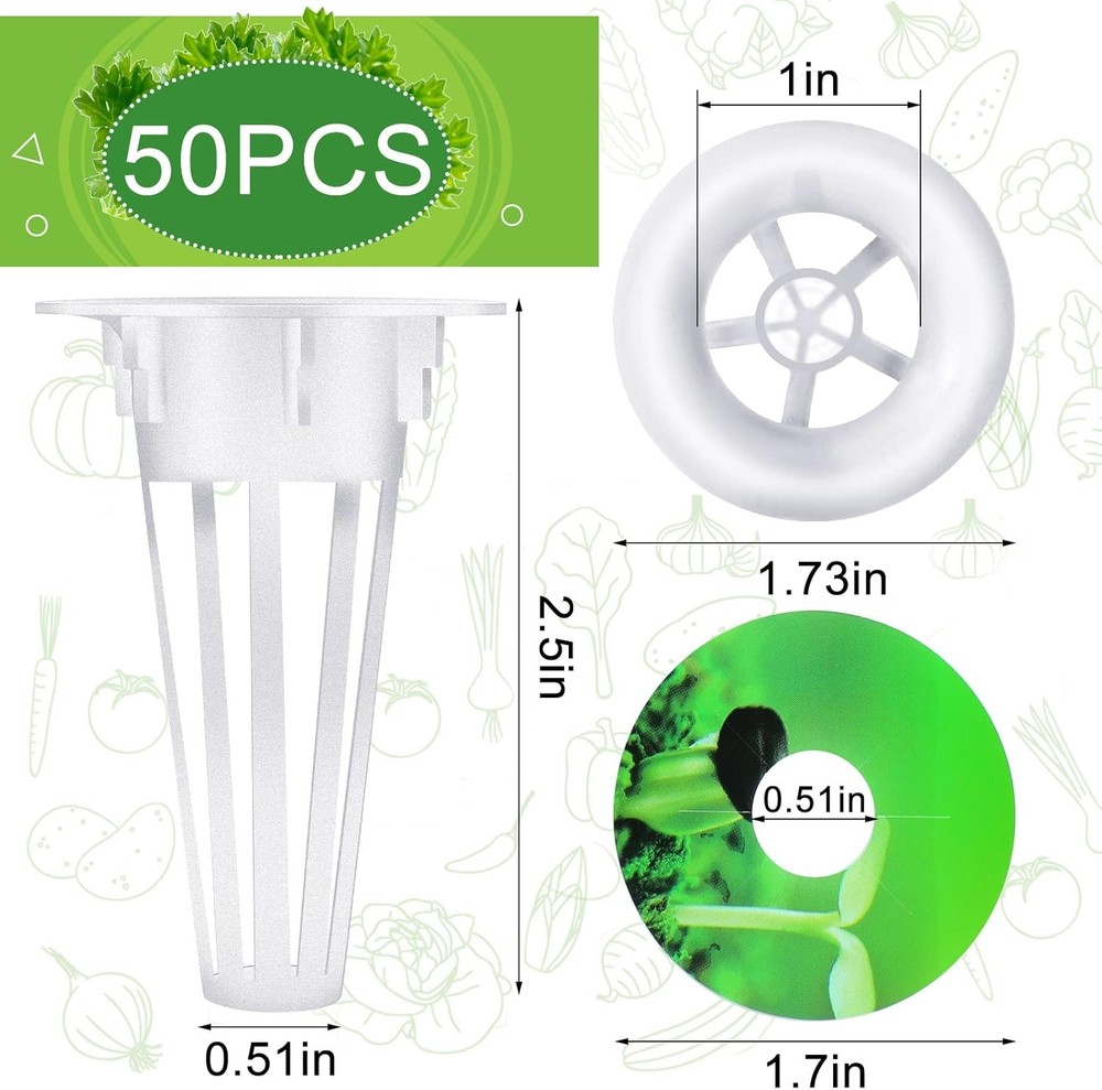 100 Pcs Replacement Grow Baskets Seed Pods Hydroponics Growing System Kit