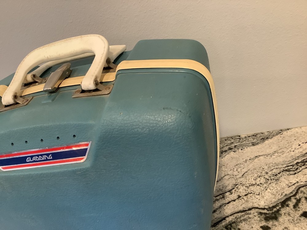 Vintage Gladding Bowling Ball Hard Shell Case Blue Retro Bag