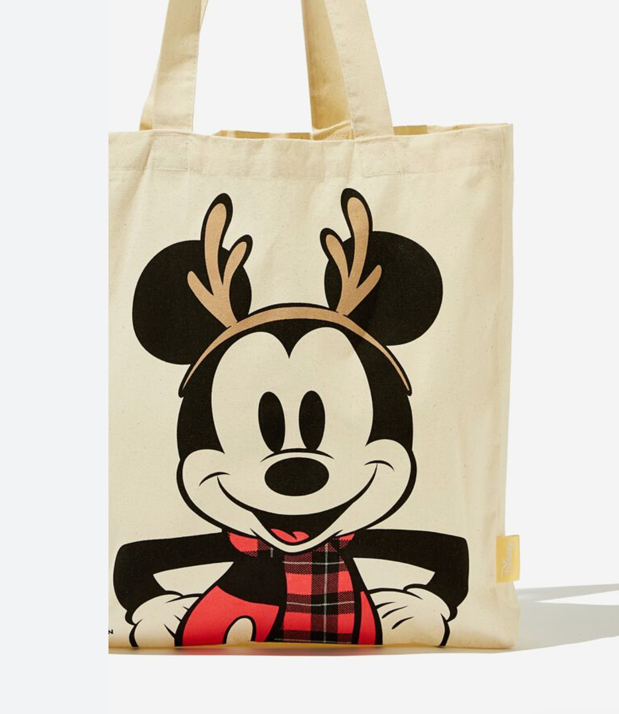 RARE Disney Cotton:On Christmas Mickey Reindeer Tote Bag Reusable Grocery NEW
