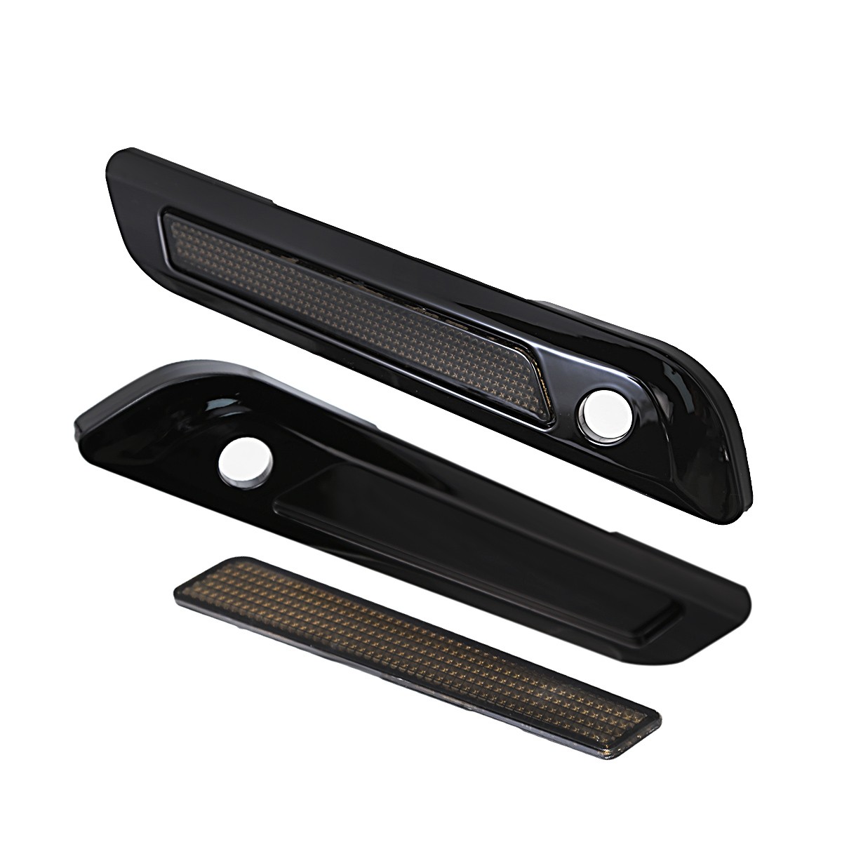 Black Hard Saddlebag Latch Cover&Smoke Reflectors For Harley Touring 2024 25 26