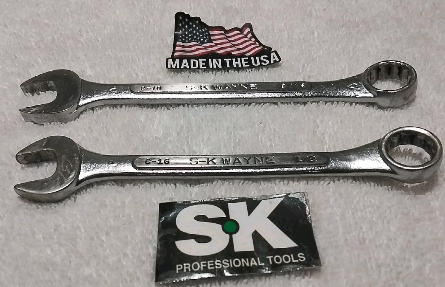 2PC S-K TOOL  C-16 1/2"& C-10 COMBINATION 12PT "VINTAGE " WRENCH SAE USA 🇺🇸