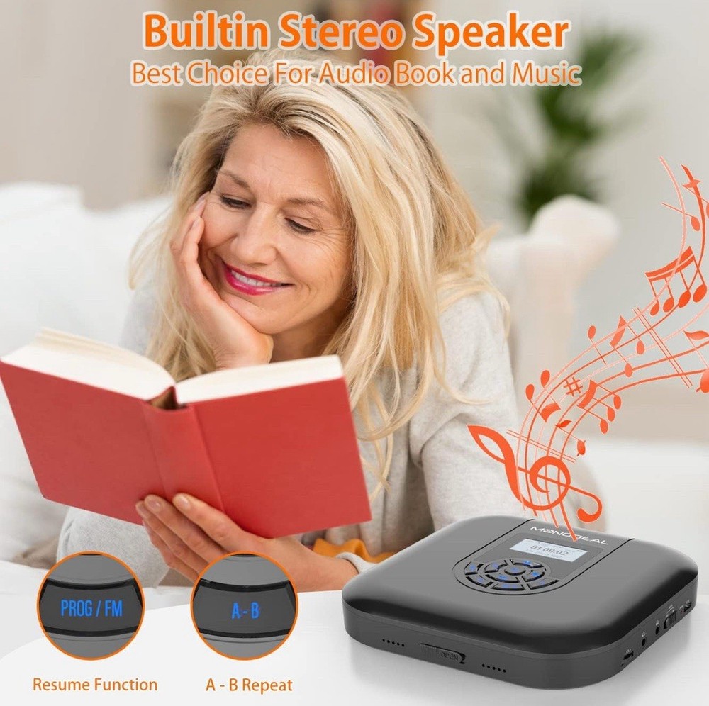CD Player Portable, MONODEAL Bluetooth CD Player with Speakers and FM Transmitte