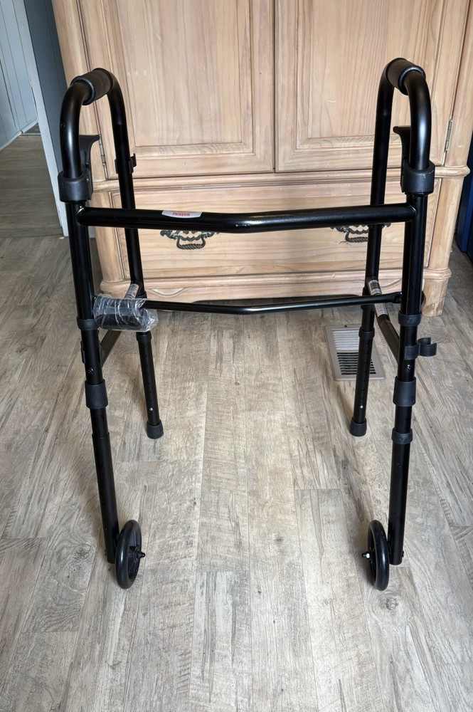 equate Black Adjustable Height Lightweight 2-Wheel Aluminum Walking Frame