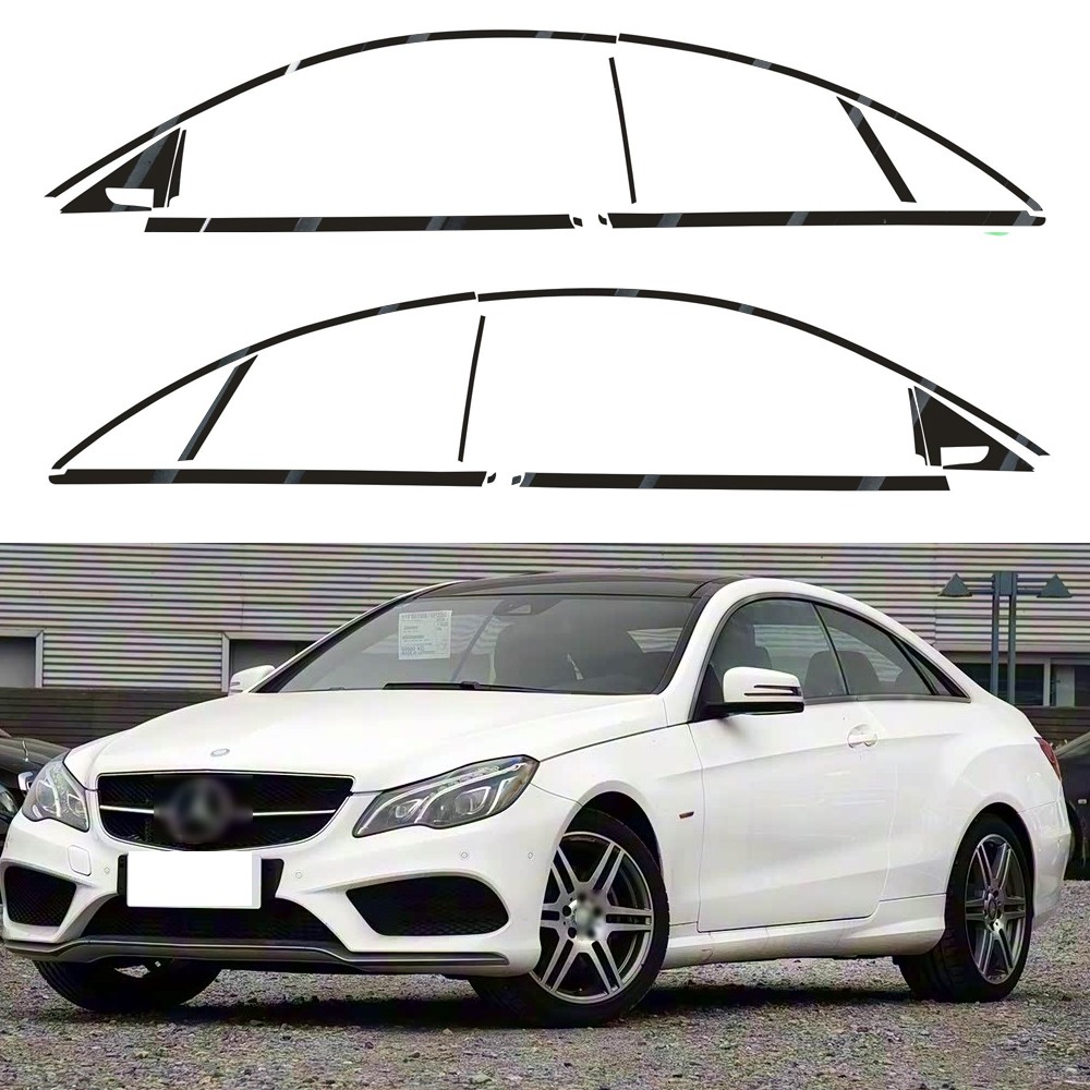Glossy Black Chrome Delete Window Trims For Benz E Class C207 2009-2016 coupe