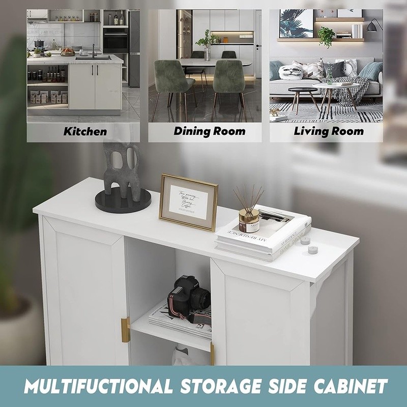 Narrow Storage Cabinet Entryway Console Buffet Easy Assembly Durable Design New
