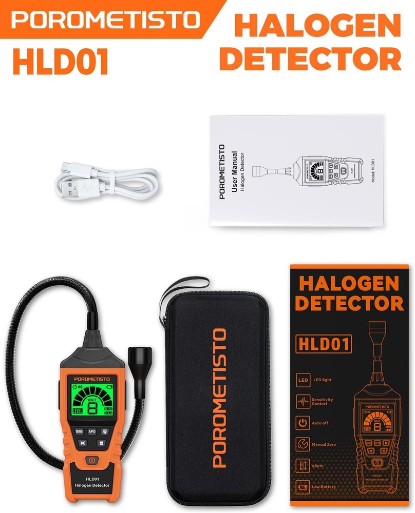 2 in 1 Rechargeable Halogen Detector HVAC ,Detect CFCs,HFCCS,HFCS,HF