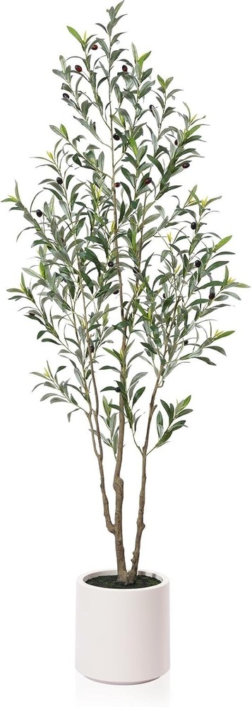 6ft Artificial Olive Tree in White Planter