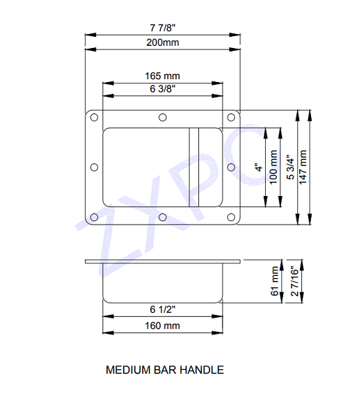 (2) Two Black Metal Recessed Bar Handles - Medium