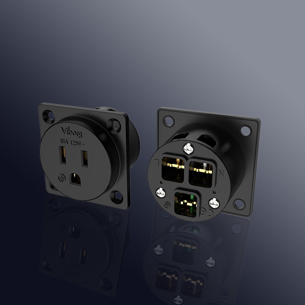 Viborg Pure Copper US Panel mounted receptacle 120V 15A US Socket