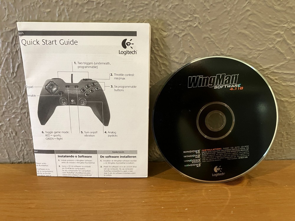 2000 Logitech WingMan RumblePad Controller Software CD 4.11B and Manual