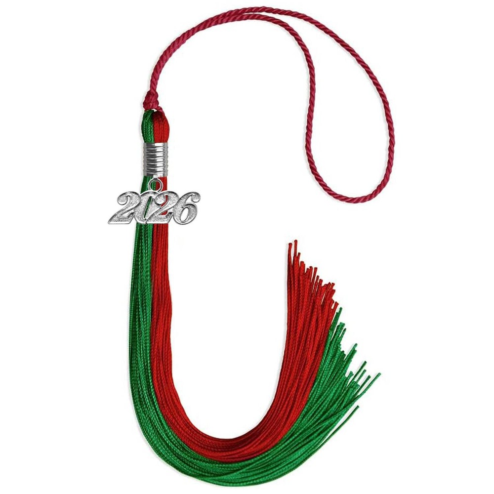 Endea Graduation Green/Red Tassel With Silver Date Drop