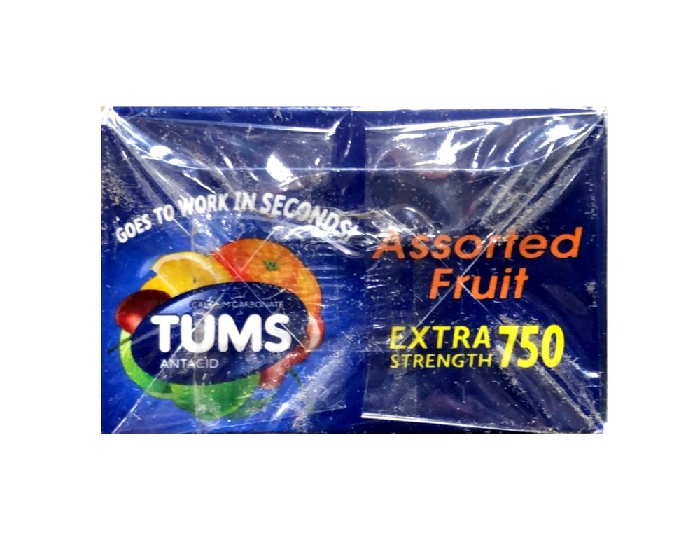 TUMS Extra 750 Assorted Fruit Flavors 12 Rolls (Assorted Fruit)