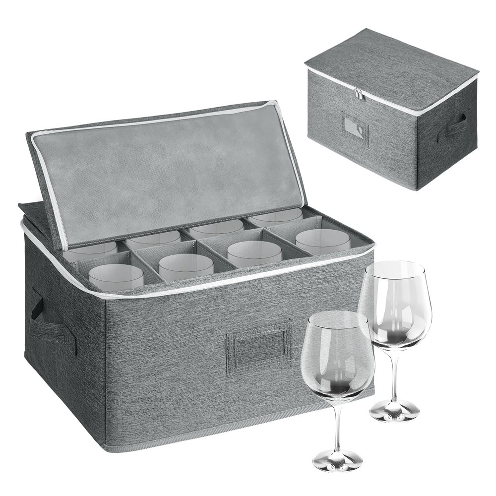 Wine Glass Storage for 12 Glasses - Stackable Stemware Organizer with Removab...