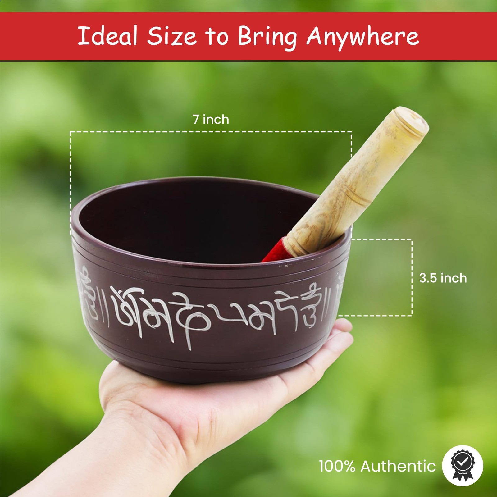 Hand Painted 7 Inch Tibetan Metal Singing Bowl, Chakra Healing, Yoga & Medita...