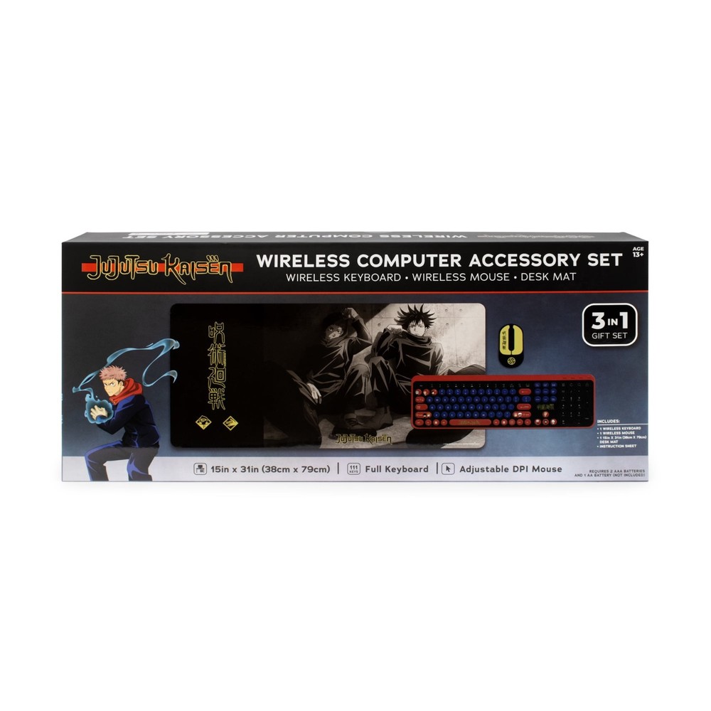 JuJuTsu Kaisen Megaset Wireless Computer Keyboard Mouse & Mat - Accessory Set™