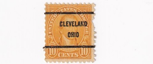 STAMP US SCOTT 642 "Monroe" 10 CENT 1942 PRECANCEL FAULT CLEVELAND - C
