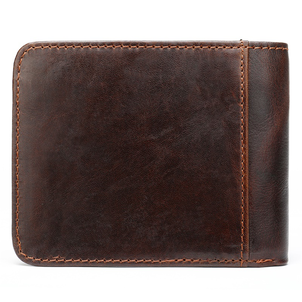 Mens Leather Bifold Wallet RFID Blocking Vertical Horizontal Brown