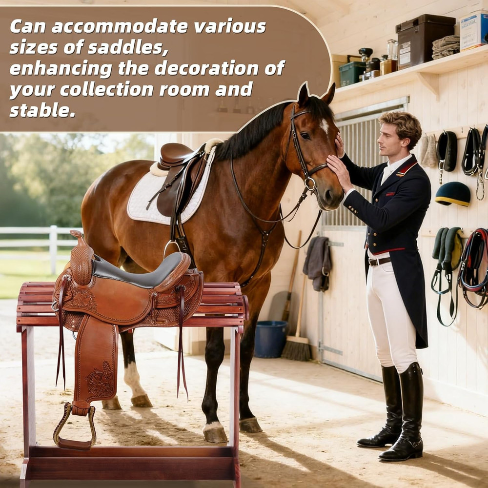 Extra-Large Wood Saddle Rack-Enhanced Height & Length with Reinforced Stability,