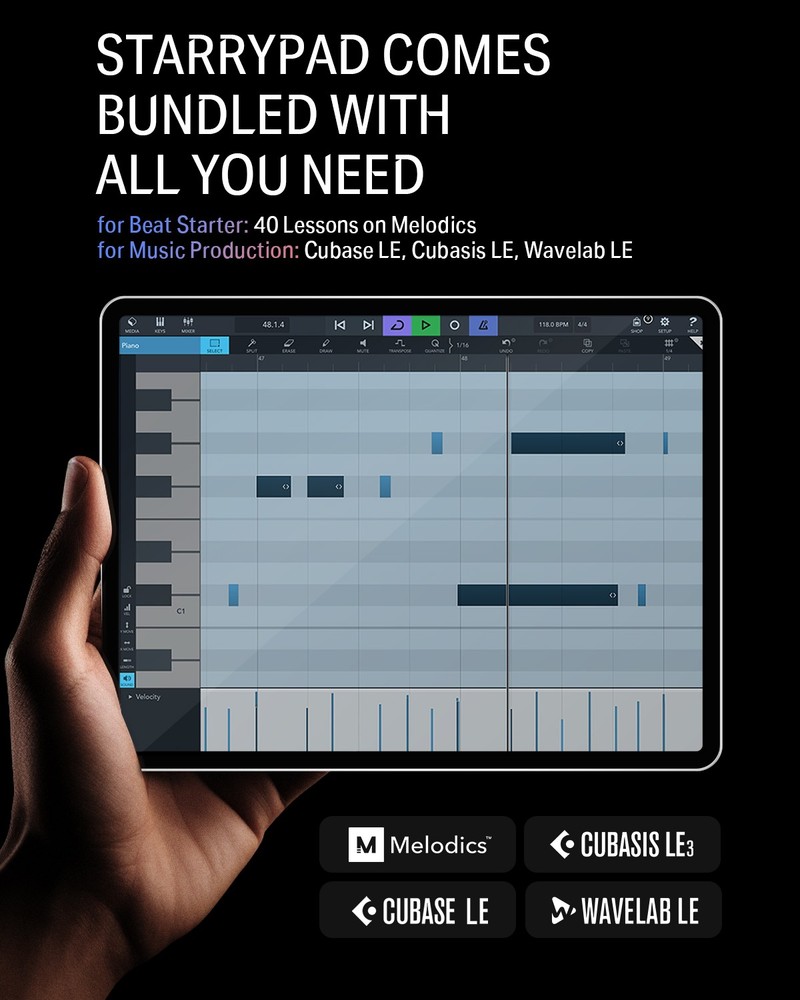 Donner STARRYPAD Beat Maker 16 Pads 40 Courses USB MIDI Blue