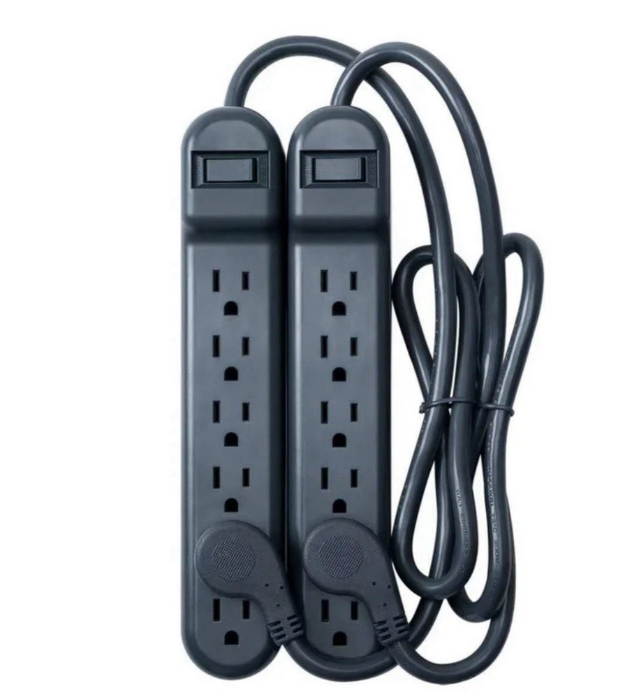 6 - Outlet Surge Protecting Power Strip - 2 Piece Set