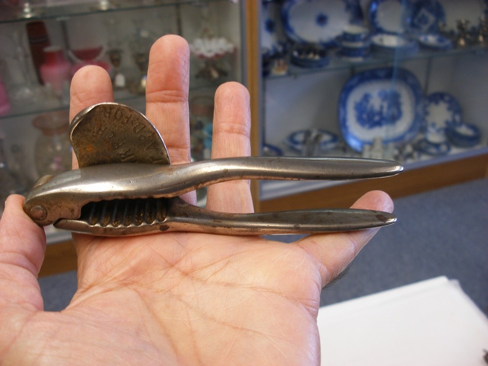 Antique Early Primitive Cast Steel Hand Nutcracker Nut Cracker Brand Harper