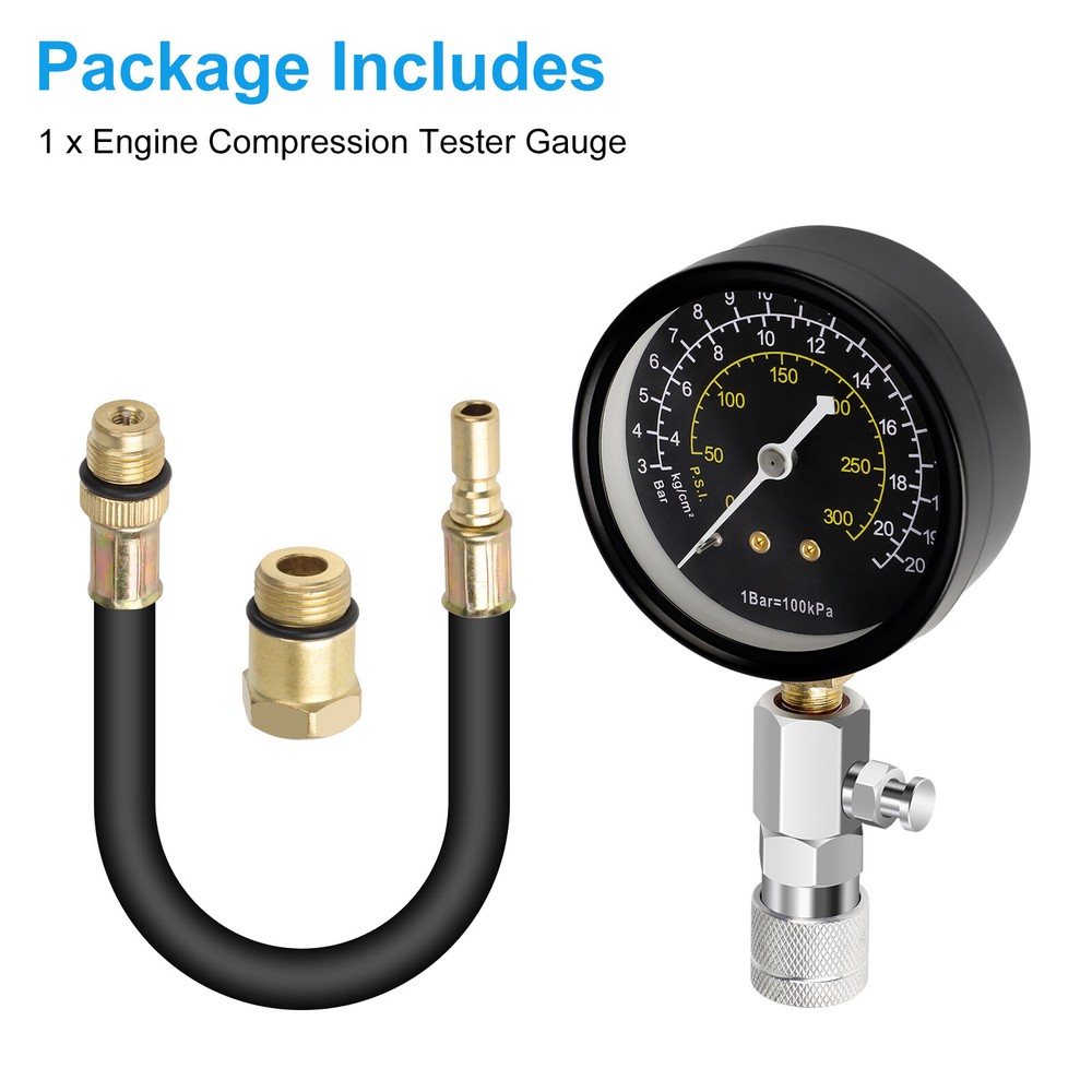 Engine Compression Tester Testing Gauge Gage Check Test Tool Kit with Hose 20bar