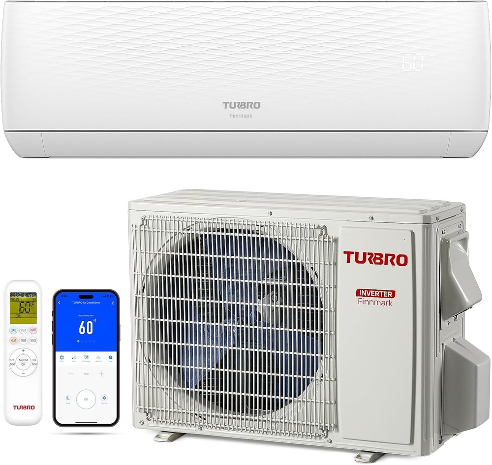 (Open Box) TURBRO Mini Split AC with Heat Pump, Inverter Compressor, WiFi-Enable