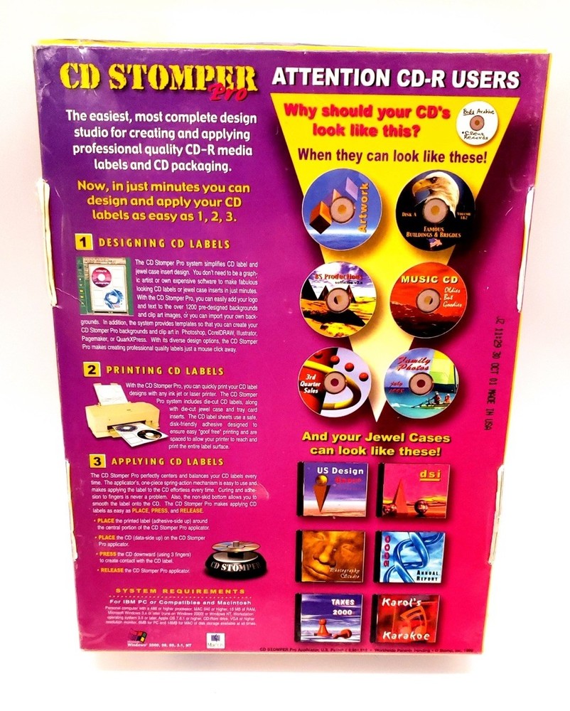CD Stomper Pro CD Labeling System NEW Click N Design 3D Mac PC