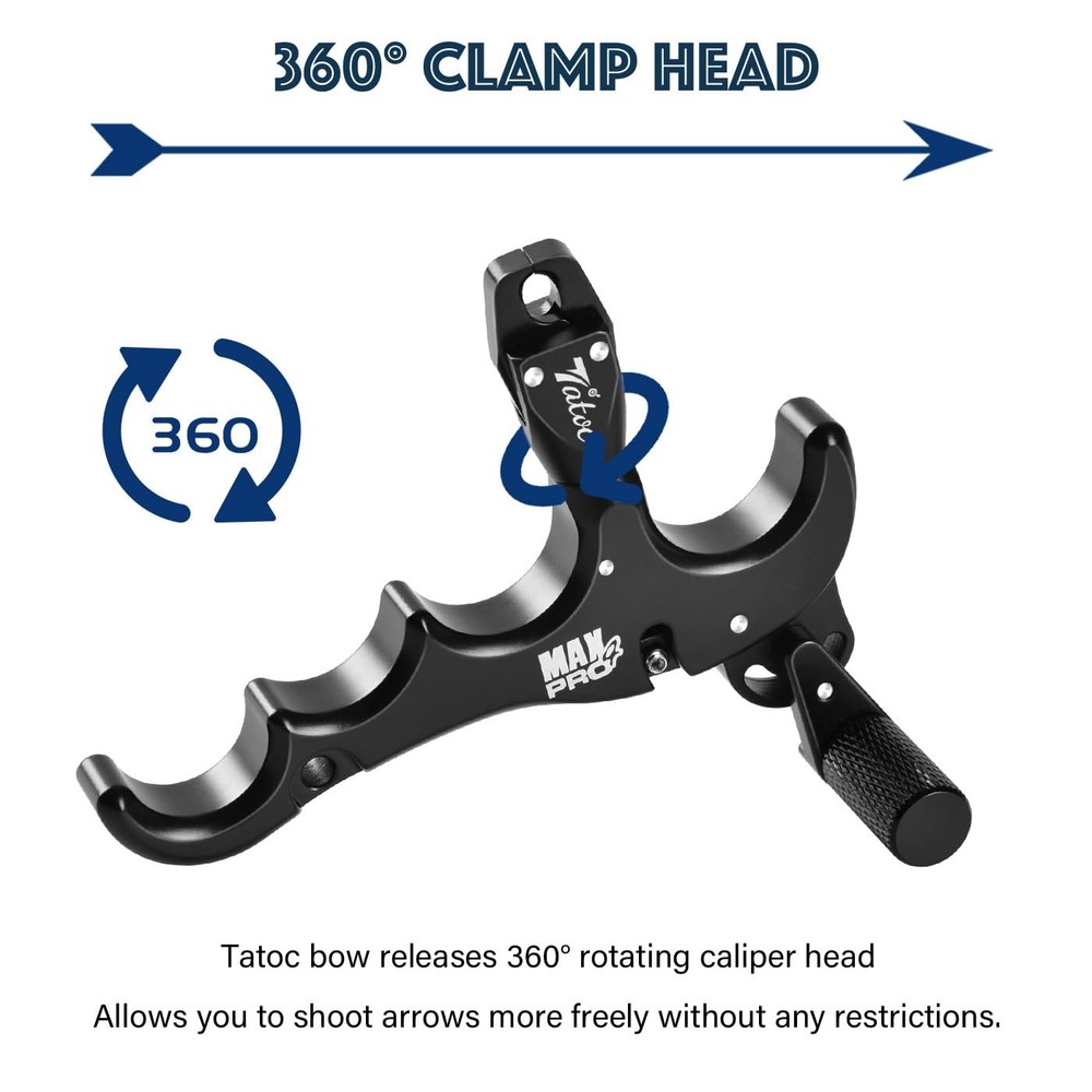 Bow Release Thumb Archery 360° Rotatable Thumb Release for Compound Bow 4 Fin...