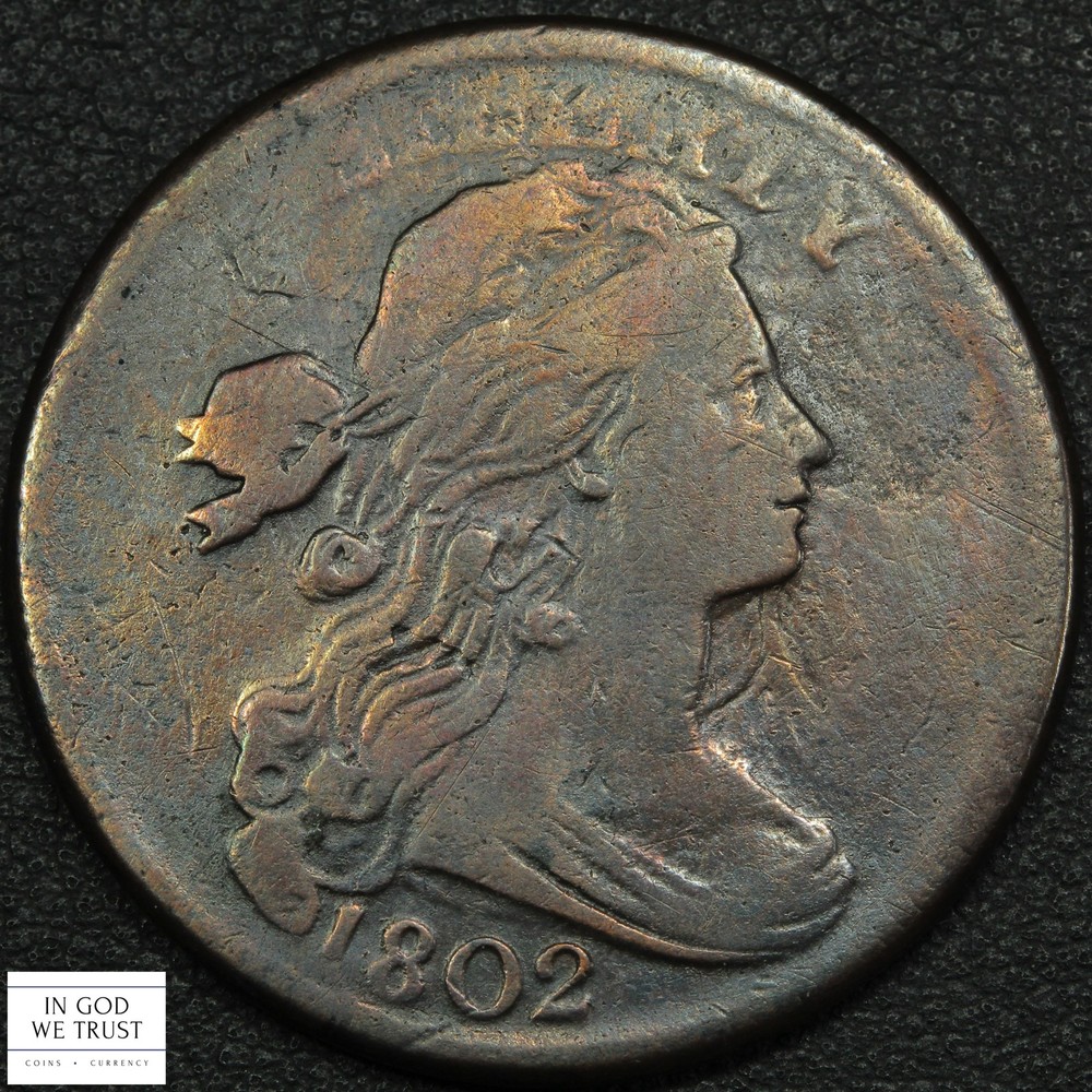 1802 Draped Bust Copper Large Cent 1C - Cleaned