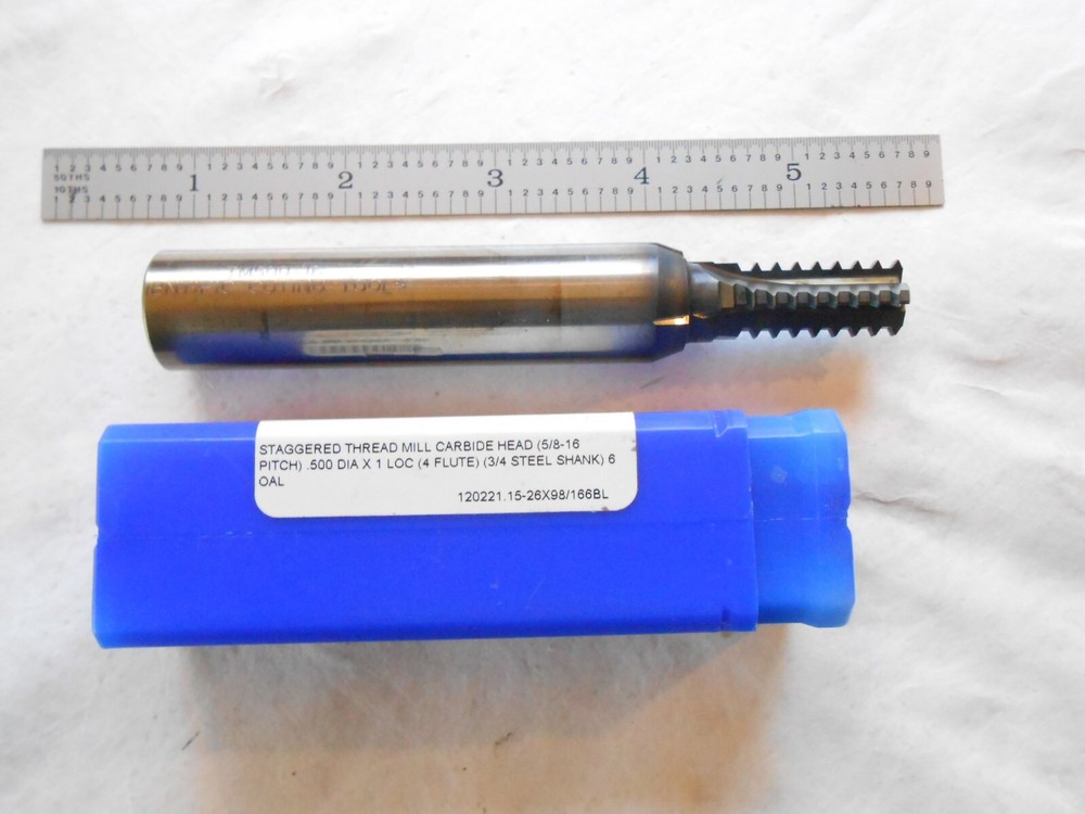 NEW SCT USA 5/8-16 TPI, INTERNAL & EXTERNAL 4 FL. SOLID CARBIDE HEAD THREAD MILL