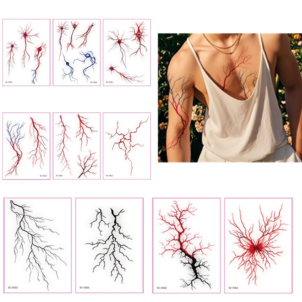 10Pcs Waterproof Realistic Simulation Vascular Cell Temporary Tattoos Stickers
