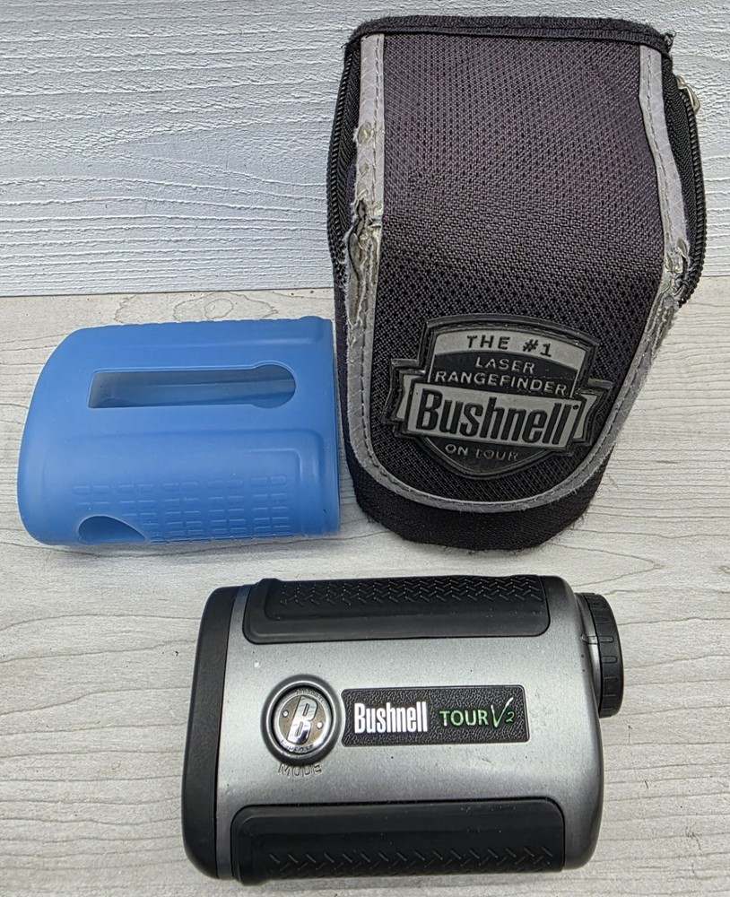 Bushnell ‎Tour V2 Golf Laser Rangefinder With Case Tested Needs Battery