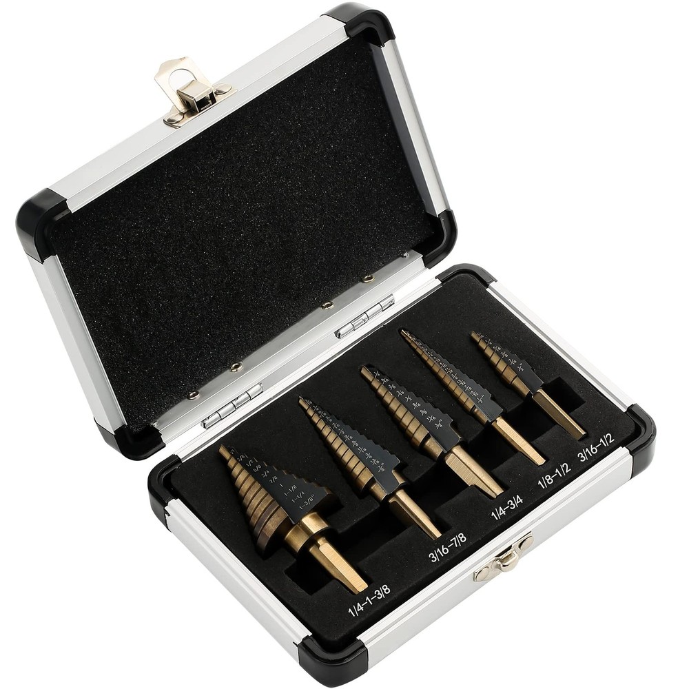 IRONANT Step Drill Bits, 5PCS HSS Titanium Bit Set, 50 Straight